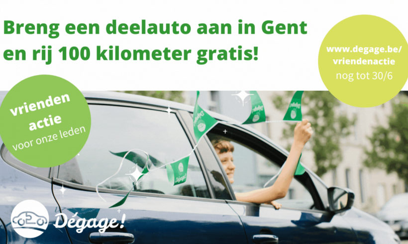 Breng een deelauto aan in Gent en rij 100 kilometer gratis! *VRIENDENACTIE*